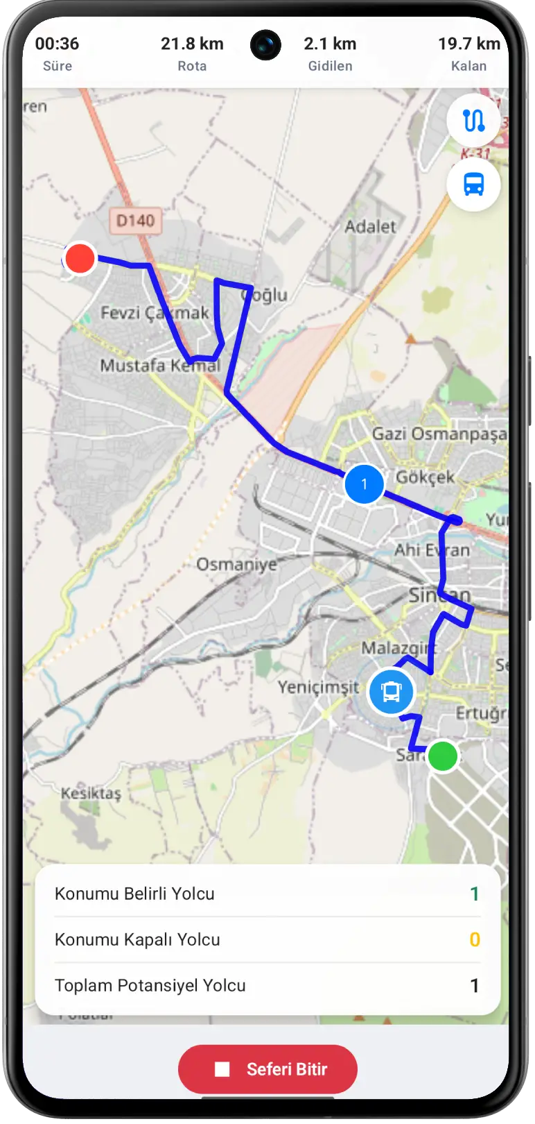 Minibüsüm Nerede? Sürücü Ekranı
